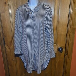 Philosophy Navy and White Striped Shirt